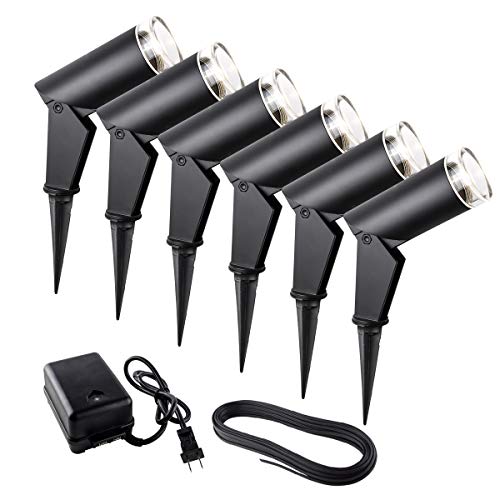 Bazz G14T713X6 Luvia Landscape Spotlight Kit Spot Lights 40 W Power Source 100 FT Cable Energy Efficient Easy Installation Directional Bulbs Included Black