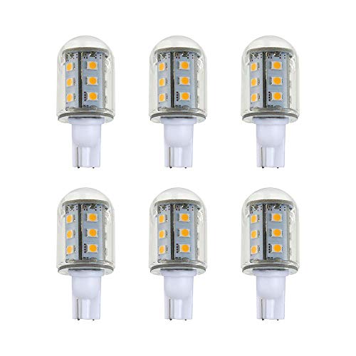 Makergroup T5 T10 Wedge Base LED Light Bulbs Glass Dome 12VACDC 2Watt Warm White 2700K3000K for Outdoor Landscape Lighting Deck Stair Step Path Lights 6Pack