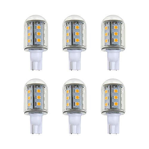 Makergroup T5 T10 Wedge Base LED Light Bulbs Glass Dome 12VACDC 2Watt Warm White 2700K3000K for Outdoor Landscape Lighting Deck Stair Step Path Lights 6Pack