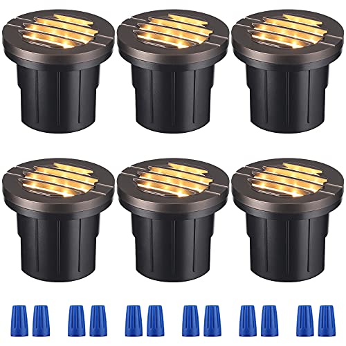 LEONLITE 6W Well Lights LED Low Voltage 1224V InGround Lighting 3000K Warm White UL Listed Cable IP67 Waterproof Yard Garden Oil Rubbed Bronze 50000hrs Lifespan Pack of 6