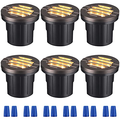 LEONLITE 6W Well Lights LED Low Voltage 1224V InGround Lighting 3000K Warm White UL Listed Cable IP67 Waterproof Yard Garden Oil Rubbed Bronze 50000hrs Lifespan Pack of 6