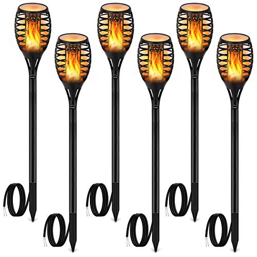 Low Voltage Landscape Torch Lights LUYE Outdoor Wired LED Torches Pathway Lights Flickering Flame High Bright IP65 Waterproof Torch Light 12V Low Voltage Landscape Lighting Decoration Light (6Pack)