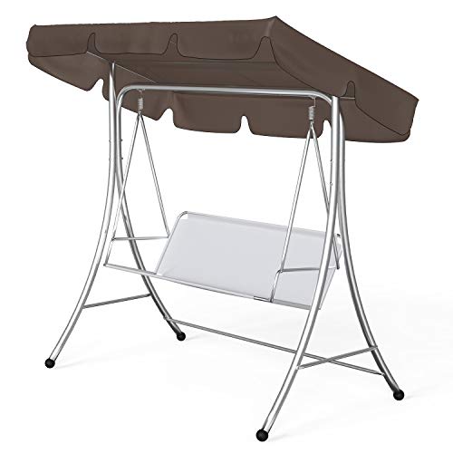 Homeriy Canopy ONLY for Outdoor Patio Swing Chair Replacement Porch Top Cover Seat Furniture 210D SilverCoating Oxford Cloth (Cover Only) Coffee (1516501120929AM78UK8DK) 195x125x15cm