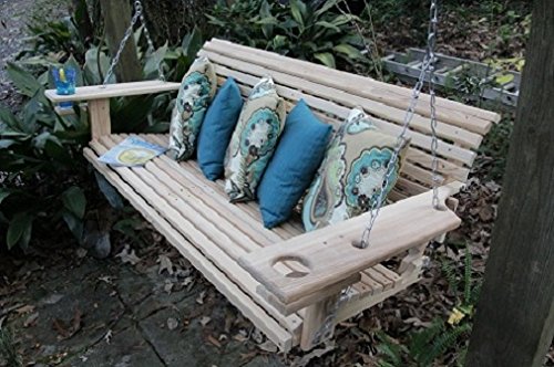 5 Foot Handmade Cypress Porch Swing with Cupholders …