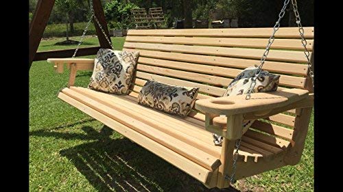 6 Ft Handmade Cypress Porch Swing with Cup Holders (66 Seat)