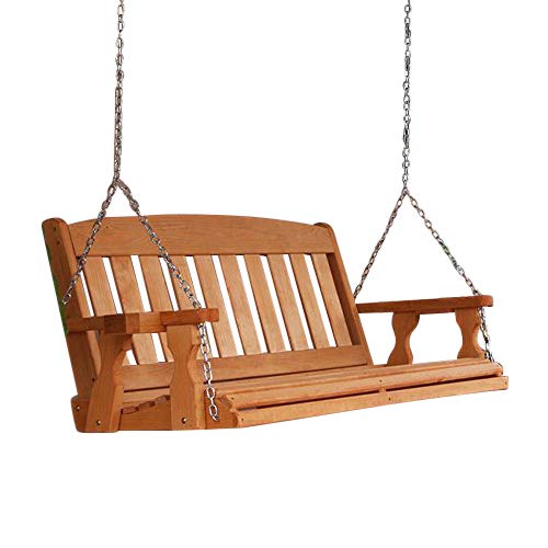 Amish Heavy Duty 800 Lb Mission 5ft Treated Porch Swing with Cupholders  Cedar Stain