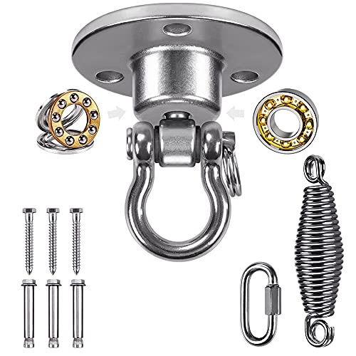 Dolibest Porch Swing Hanging kit Heavy Duty Swing Hanger and Spring for Hammock Chair Hanging Kit Ceiling Mount Porch Swing Springs for Indoor Hammock Hanging Kit 360 Rotation (600LB)