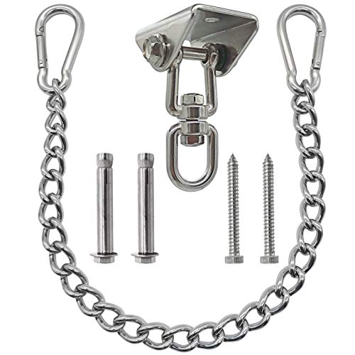 Hammock Hanger Chain Carabiners Kit  Heavy Duty Porch Swing Hanging Hooks 1000lbs Capacity 360° Swivel for Swing Egg Chair Yoga Punching Bags Gym