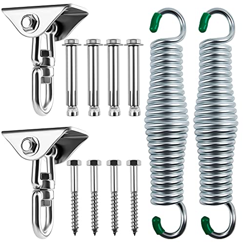 Panghuhu88 2Pcs Stainless Steel Porch Swing Spring Hanging Kit Hammock Chair Hanging Kit for Swing Chair Porch Swing Sandbags YogaCeiling Mount Porch Swings