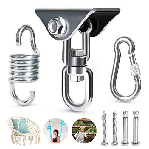 Ponwec Hammock Chair Hanging Kit  1100 LB Capacity Heavy Duty 360° RotatingOutdoor Patio Porch Swing Hardware Heavy Duty Punching Bag Swivel Hanger，Ceiling Hook for Concrete Wood Swing Yoga Gym