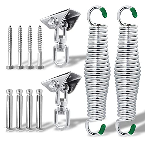 Porch Swing Hanging Spring Kit Load 1600 lbs 360 Rotating Stainless Steel Heavy Duty Hanger Spring for Porch Swing Hammocks Swing Chair Sandbags Yoga etc 2 Sets