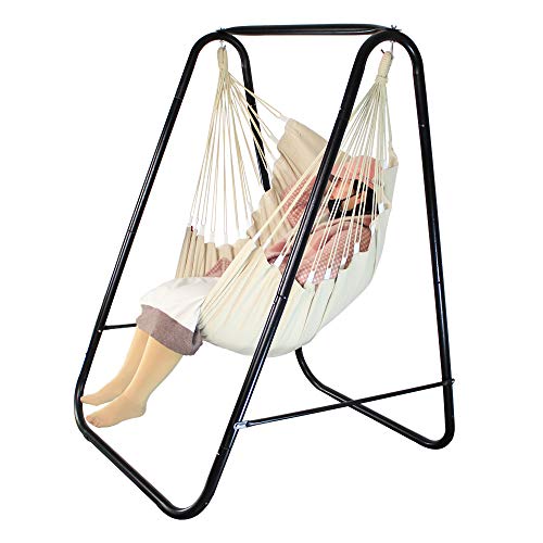 PIRNY Hammock Chair Stand Include Hanging Indoor SwingMAX Load 500 LBS HeavyDuty Steel Hammock Stand for Indoor Outdoor(White)