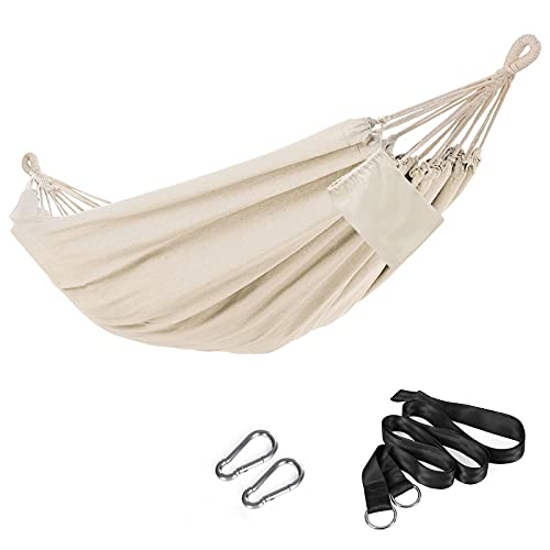 SONGMICS Double Hammock 984 x 591 Inches 660 lb Load Capacity with Compression Bag Mounting Straps Carabiners for Terrace Balcony Garden Outdoor Camping Beige UGDC15M