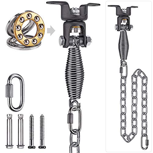 SELEWARE Hammock Hanging Kit Bearing Swing Hanger with Spring 39 Chain and Carabiner 360°Rotation Heavy Duty Indoor  Outdoor Hammock Chair Porch Swing Set Hardware for Wood and Concrete