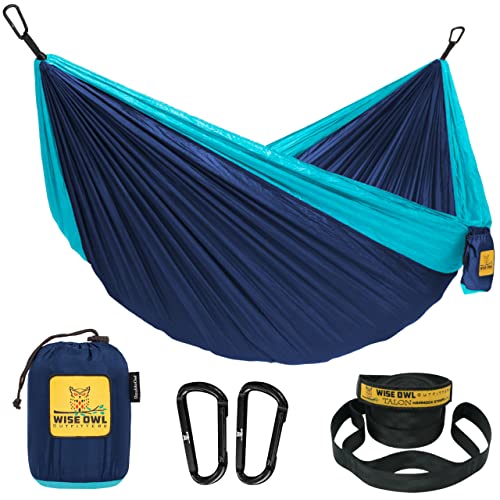 Wise Owl Outfitters Camping Hammock  Portable Hammock Single or Double Hammock Camping Accessories for Outdoor Indoor w Tree Straps