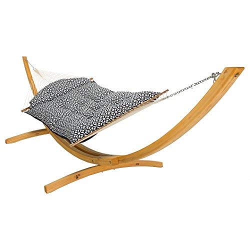 Hatteras Hammocks Luxe Indigo Sunbrella Tufted Hammock with Free Extension Chains  Tree Hooks Handcrafted in The USA Accommodates 2 People 450 LB Weight Capacity 13 ft x 55 in