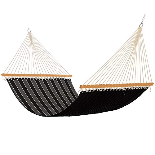 Nags Head Hammocks Peyton Granite Sunbrella Quilted Hammock Constructed of Durable Fabrics Cumaru Spreader Bar Rolled Rim Grommets Galvanized Hardware Handcrafted in The Carolinas