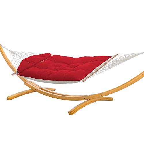 Nags Head Hammocks Sunbrella Jockey Red Tufted Hammock with Detachable Pillow Handcrafted in The Carolinas Accommodates 2 People with an 450 Pound Weight Capacity