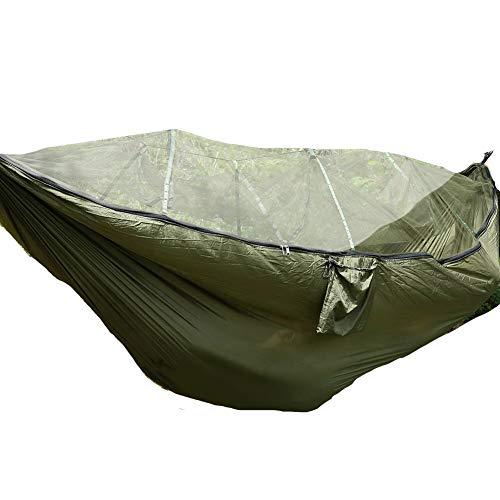 Alllife8989 Jungle Hammock Tent with Mosquito Net and Rain Fly Travel Hanging Bed 2 Person Hammock ArmyGreen Set of 1 pcs