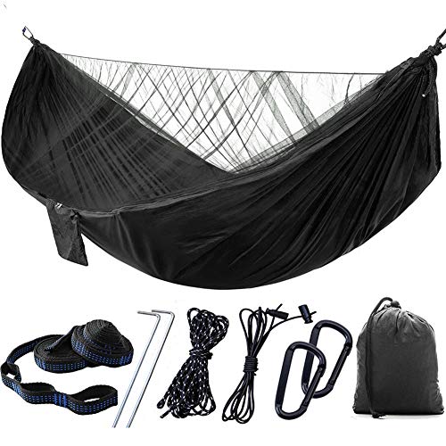 ExhilaraZ Hot New Camping Jungle Outdoor Swing Hammock Fast Open Mosquito Net Sleeping Hanging Bed Black