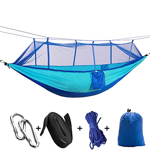 JIALI Hammock Camping Tent Portable Camping Jungle Outdoor Swing High Density Mesh Sleeping Hanging Bed for Yard Garden Patio Sky Blue  Blue
