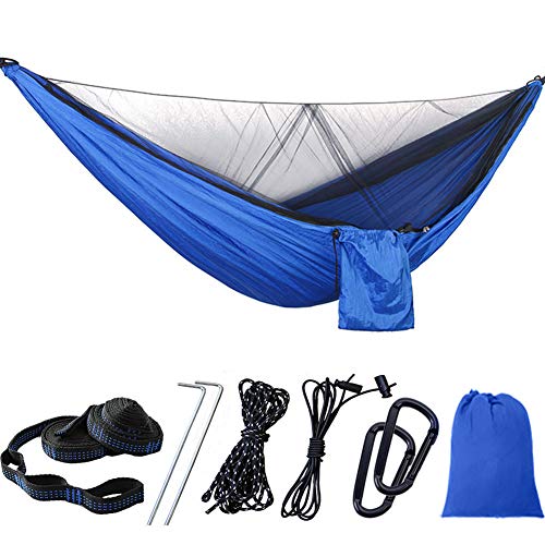 Talent Star Hammock Camping Jungle Outdoor Swing Hammock Fast Open Mosquito Net Sleeping Hanging Bed  Blue