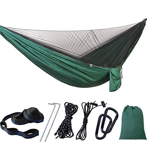 giveyoulucky Swing Hammock Camping Jungle Outdoor Fast Open Mosquito Net Durable Nylon Sleeping Hanging Bed Portable Equipment Atrovirens