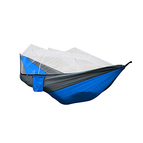 puseky Double Person Camping Hammock with Mosquito Net for Outdoor Garden Jungle(Grey Sapphire)