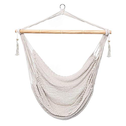 CCTRO Mesh Hammock Net Chair Swing Hanging Rope Netted Soft Cotton Mayan Hammock Chair Swing Seat Porch Chair for Yard Bedroom Patio Porch Indoor Outdoor 300 lbs Weight Capacity