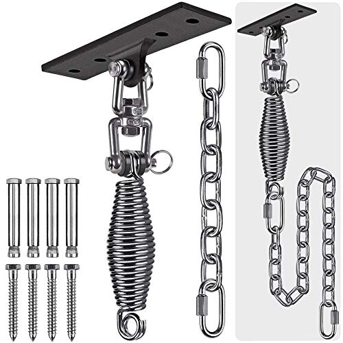 Dolibest Hammock Chair Hanging Kit Heavy Duty Swing Hanger and 328ft Chain with Spring (6MM) Wall Ceiling Hooks for Yoga Indoor Playground Hanging Chair Hammock Chair4 Screws 4 Expansion Screws