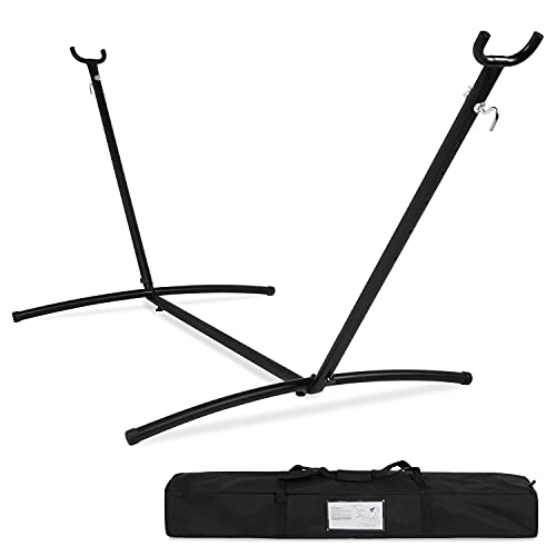 HCY Hammock Stand 2 Person Hammock Stand 550lbs Capacity Hanging Stand Weather Resistant Heavy Duty Steel Frame Swing Bed Porch with Portable Carrying Bag (Stand Only) 144In x 48In x 45In