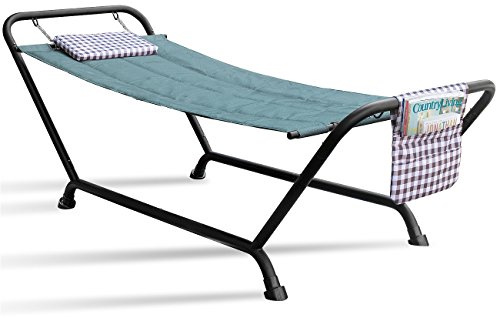 Sorbus Hammock Bed with Stand Features Deluxe Pillow and Storage Pockets Heavy Duty Supports 500 Pounds Great for Patio Deck Yard Garden Camping Furniture