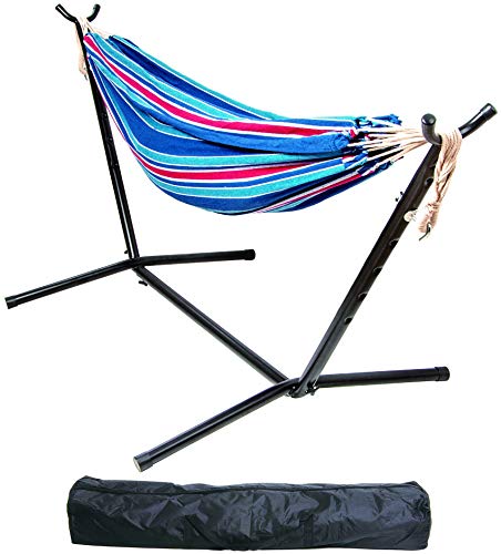BalanceFrom Double Hammock with Space Saving Steel Stand and Portable Carrying Case 450Pound Capacity