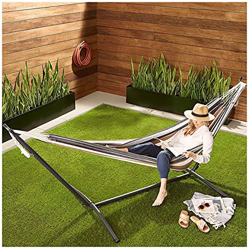Hammock Swing with Stand for Adults Hammock with Space Saving Steel Stand Includes Portable Carrying CaseCapacity 450 PoundsUrved Bar Design Ensures Comfort and SafetyDelivered in 38 Day