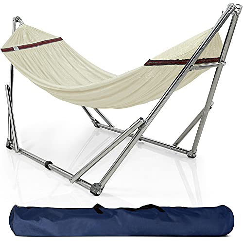 Tranquillo M1PV Universal Hammock Stand12mm Thickness Stainless Steel Frame with Hanging Net Double White