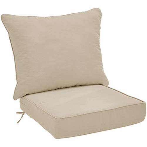 Amazon Basics Deep Seat Patio Seat and Back Cushion Set  Khaki