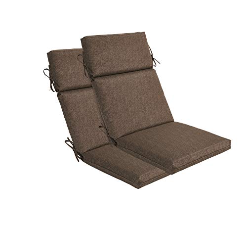 BOSSIMA Indoor Outdoor High Back Chair Cushions Replacement Patio Chair Seat Cushions Set of 2 (Coffee)