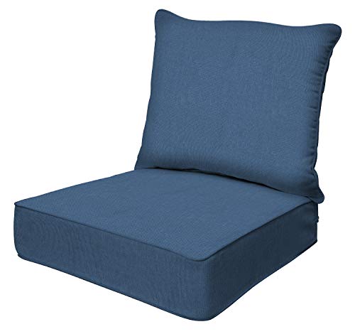 Honeycomb IndoorOutdoor Textured Solid Pacific Blue Deep Seat Chair Cushion Set Recycled Polyester Fill Weather Resistant Patio Cushions Seat 24 W x 23 D x 65 T Back 27 W x 23 D x 8 T