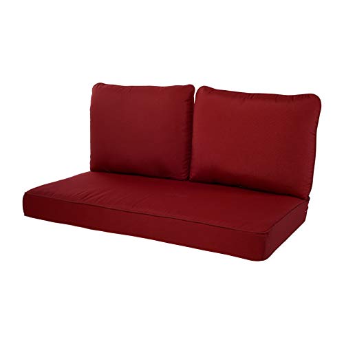 Quality Outdoor Living 29RD46LV 29RD02LV Loveseat Cushion 3 Piece Assortment Red