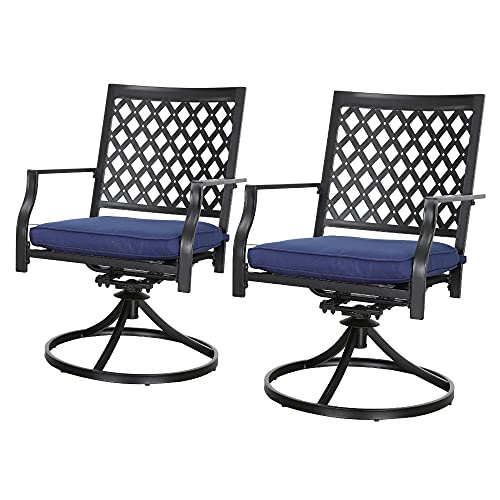 LOKATSE HOME Outdoor Patio Dinning Swivel Chairs Rocker Set of 2 Metal for Garden Backyard Furniture 2 Blue