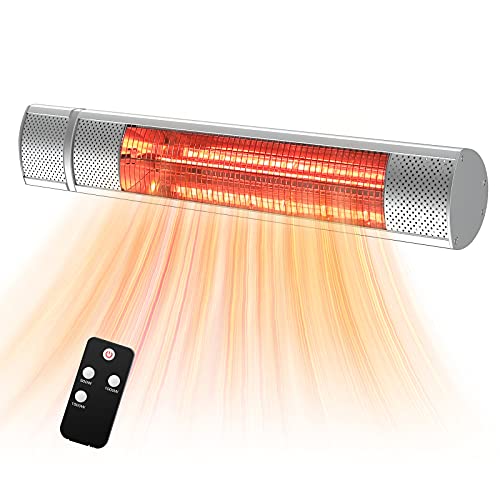 Electric Patio Heater Outdoor Heater with 3 Power Settings 1500W Infrared Heater with Remote Control Wall Mounted Space Heater InOutdoor，Sunday Living TW15RSNO2