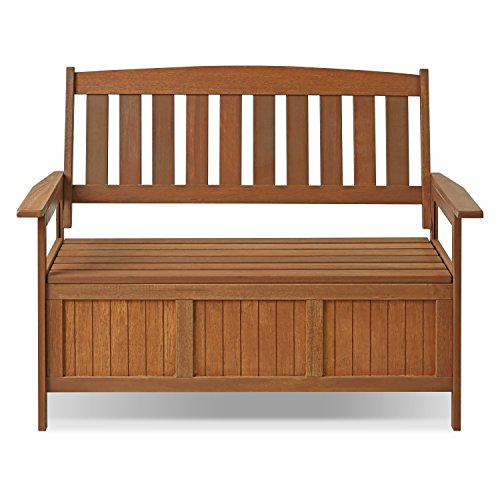 Furinno FG17353 Tioman Outdoor Hardwood Patio Furniture Kent Storage Bench in Teak Oil Natural