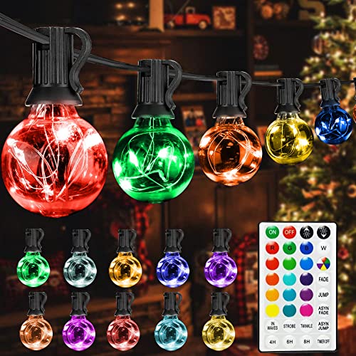 LED Outdoor String Lights Christmas Lights Patio String Lights Outdoor Waterproof 30FT Color Changing G40 Bulbs Commercial Decorative Lights for Bistro Pergola Backyard Party Camping