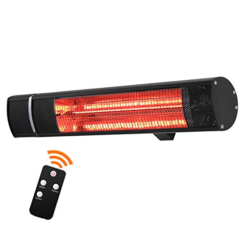 Sunday Living Electric Patio Heater 1500W Outdoor Heater with 3 Power Settings Infrared Heater with Remote Control Overheat Protection Super Quiet Wall Mounted Space Heater InOutdoor TW15R