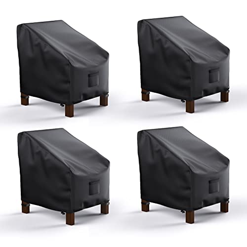 Mrrihand Patio Chair Covers Set of 4 for Outdoor Furniture Waterproof Heavy Duty Oxford Outdoor Lawn Chair Covers 4 Pack Lounge Lawn Deep Seat Black Cover (38 W x 31 D x 29 H4 Pack)