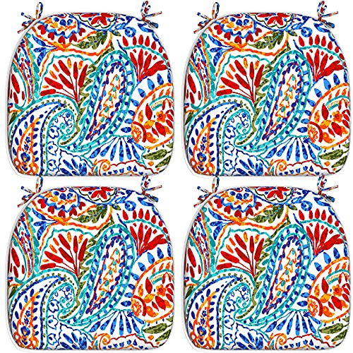 LVTXIII IndoorOutdoor Chair Cushions Seat Cushions with Ties Patio Chair Pads 16x17 Inch for Patio Furniture Garden Home Office Decoration 4 PackPaisley Multi
