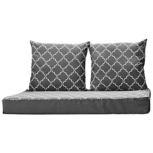 Nigoone Outdoor Loveseat Cushion Set for Patio Furniture 24×48 Replacement Bench Deep Seating Cushions with Removable Cover 3Piece Gray