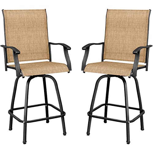 Devoko Patio Bar Stools Set of 2 AllWeather Outdoor Patio Furniture Set Counter Height Tall Patio Swivel Chairs for Bistro Lawn Garden Backyard