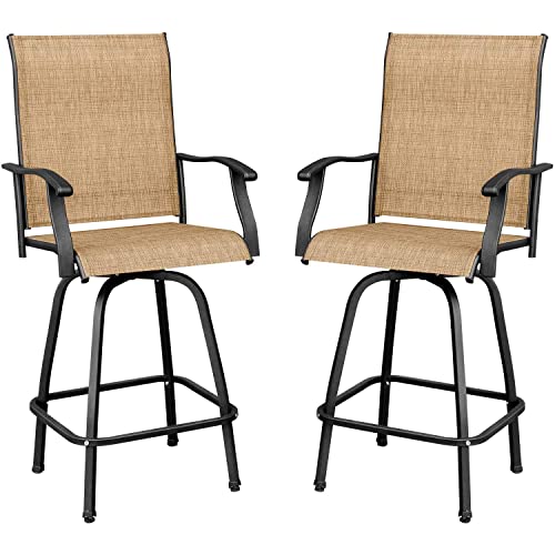 Devoko Patio Bar Stools Set of 2 AllWeather Outdoor Patio Furniture Set Counter Height Tall Patio Swivel Chairs for Bistro Lawn Garden Backyard