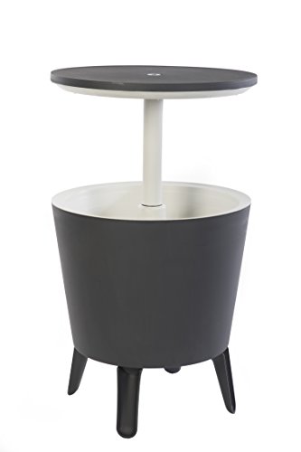 Keter Modern Cool Bar Outdoor Patio Furniture and Hot Tub Side Table with 75 Gallon Beer and Wine Cooler Grey